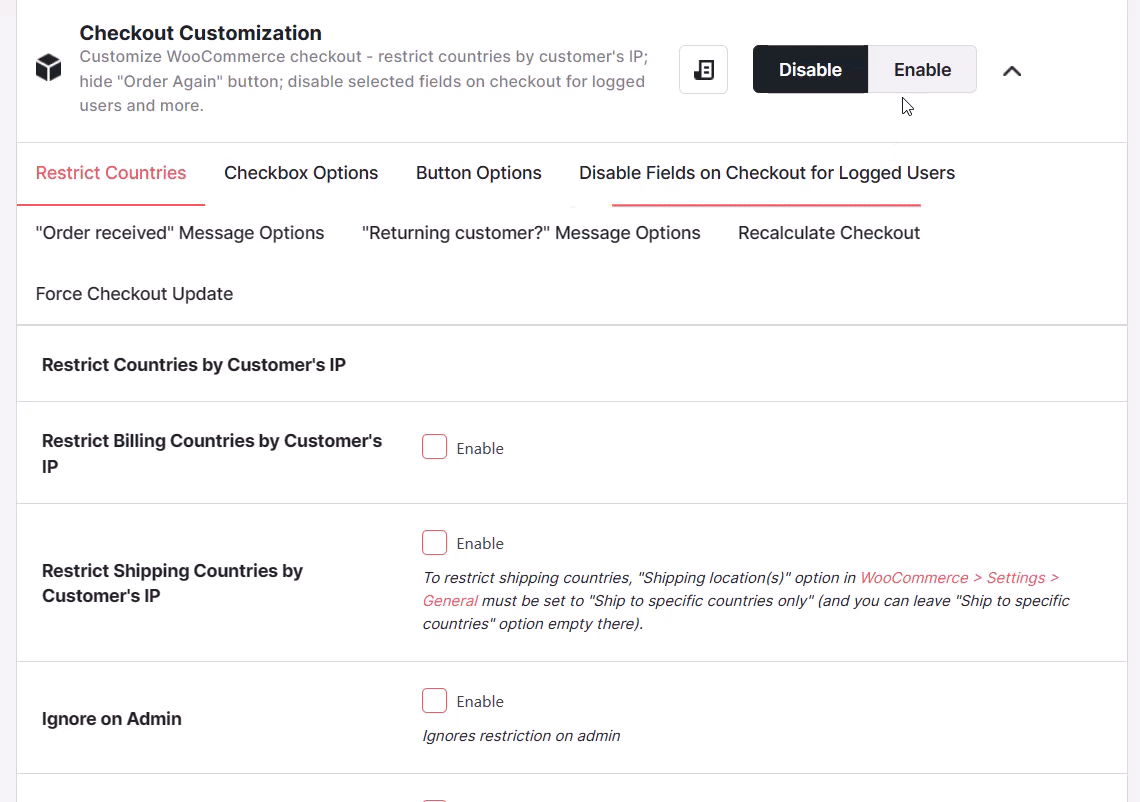 Checkout Customization