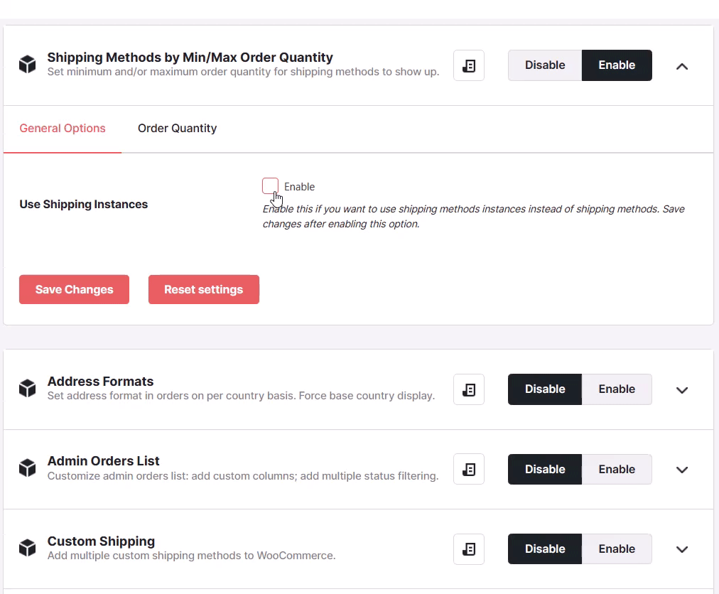 Shipping Instances By Order Quantity Min Max